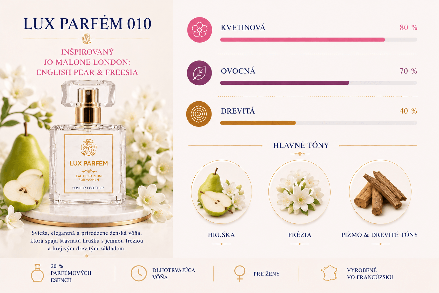 Lux Parfém 010 – Inšpirovaný Jo Malone London: English Pear & Freesia